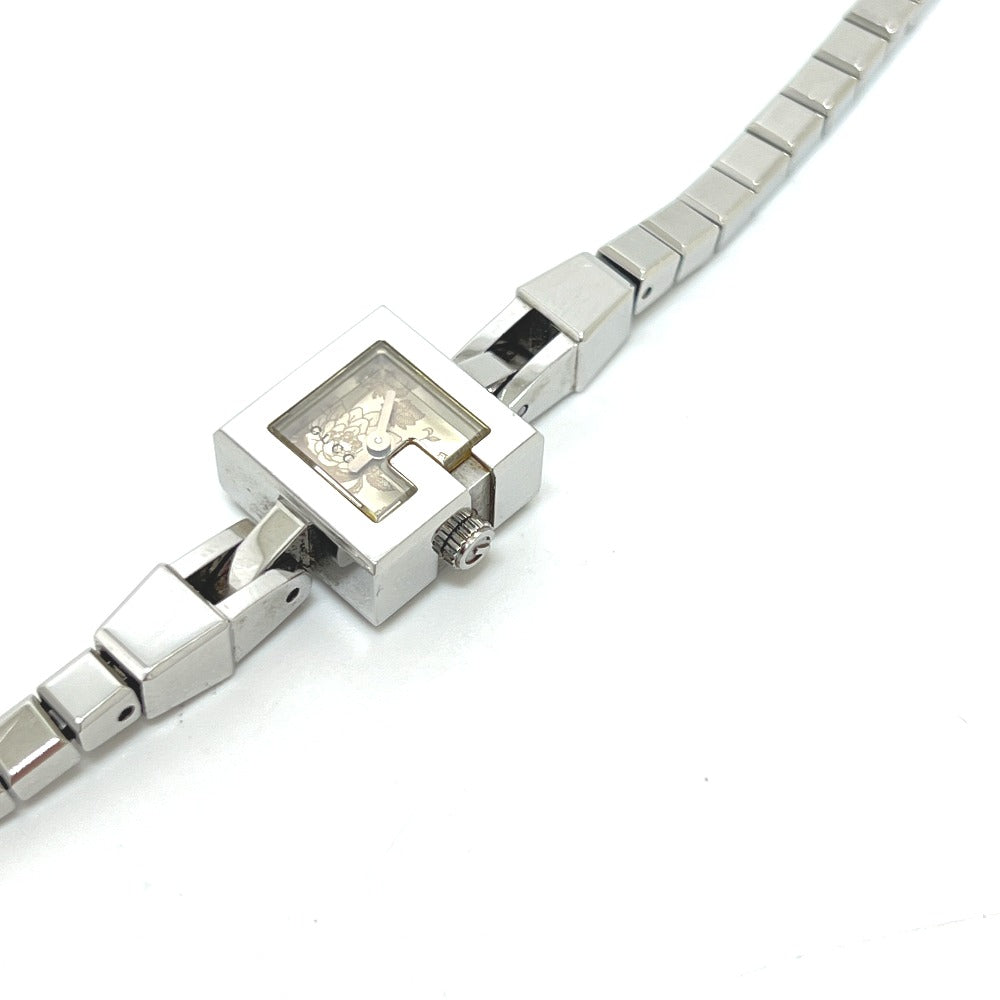 GUCCI 102 G Mini Square Chain Quartz Watch SS Ladies Silver