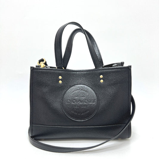 COACH C2004 Dempsey Carryall with Patch Tote Bag, 2-Way Bag, Handbag, Leather, Women's, Black