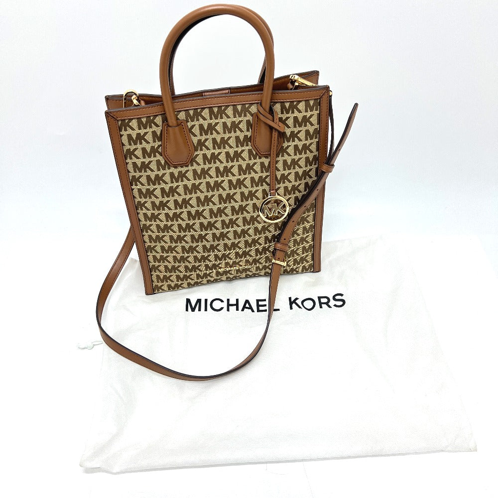 Michael Kors MK総柄 2WAY カバン バッグ ショルダー ハンドバッグ トートバッグ レザー/キャンバス レディース ブラウン