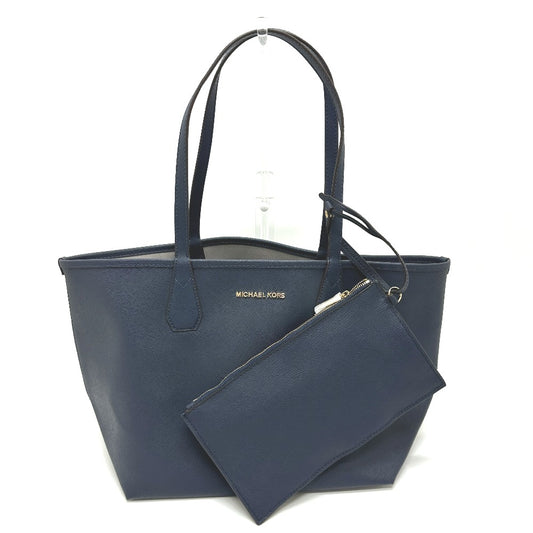 Michael Kors 35F7GY2T3T ロゴ ポーチ付き リバーシブル トートバッグ PVC レディース ブルー×グレー