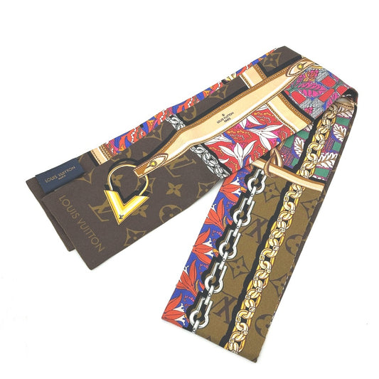 LOUIS VUITTON M76104 バンドー・コンフィデンシャル ガーデン バンドースカーフ スカーフ シルク レディース ブラウン