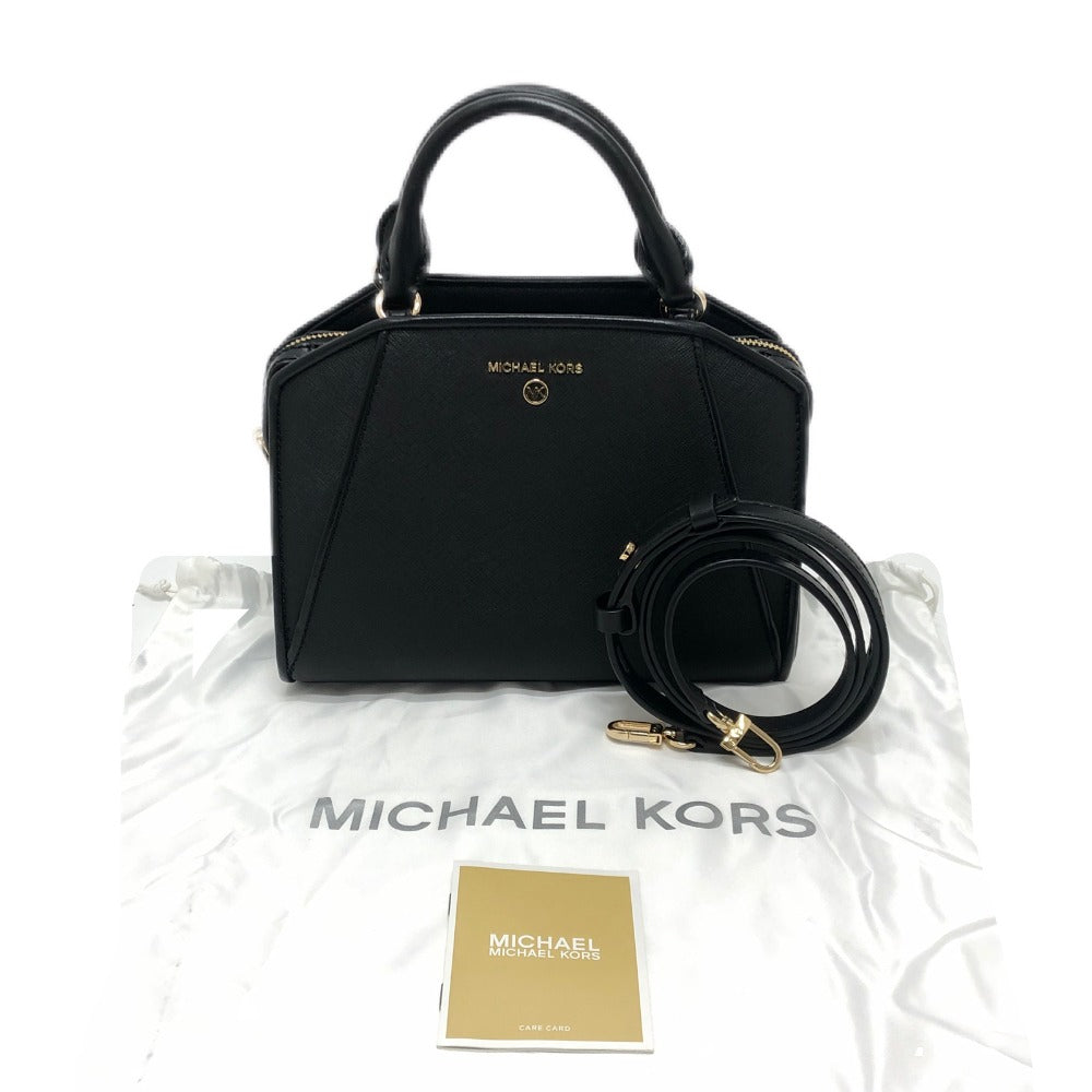 Michael Kors CLEO Satchel Small Logo Bag, 2-Way, Crossbody, Shoulder, Handbag, PVC, Women's, Black