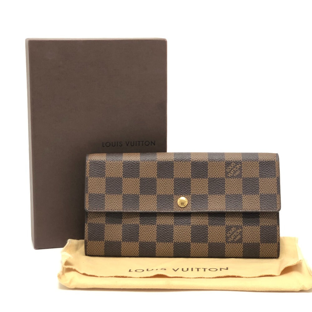 LOUIS VUITTON N61734 Portefeuille Sarah Long Wallet Bifold Long Wallet Damier Canvas Ebene Brown Used