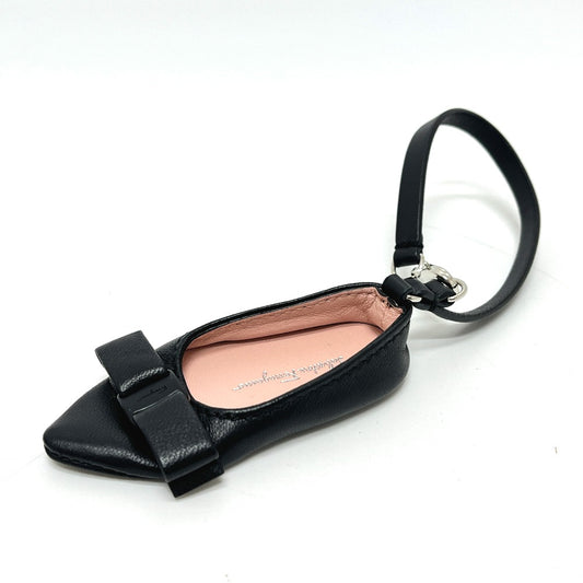 Salvatore Ferragamo AU-22/0386 Vara Pump Motif Keychain Bag Charm Leather Women's Black