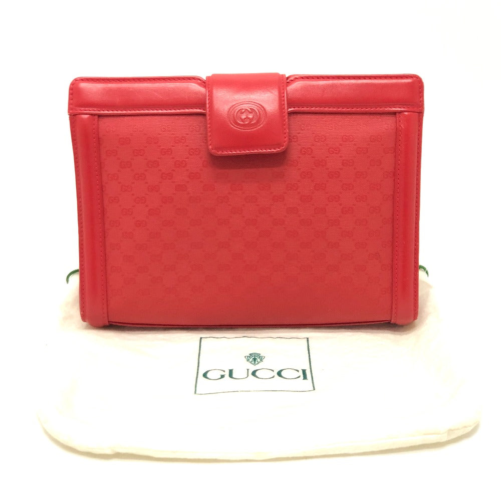 GUCCI 004-113-0364 Old Gucci GG Pattern Bag, 2-Way, Second Bag, Clutch, Shoulder Bag, PVC/Leather, Women's, Red