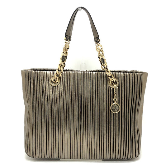 BVLGARI Monete Nappa Plisse Bag, Chain Shoulder Bag, Tote Bag, Leather, Women's, Gold