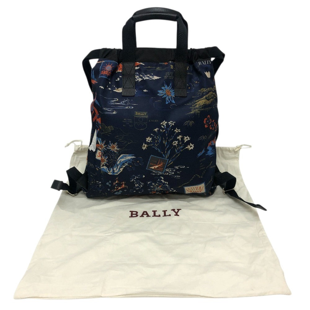 BALLY 6231718 nature 総柄 2WAY バックパック カバン バッグ リュックサック ナイロン/レザー メンズ ブルー