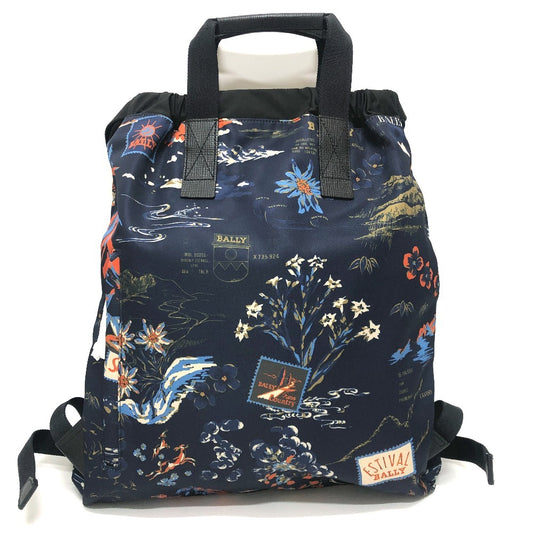 BALLY 6231718 Nature All-Over Print 2-Way Backpack Bag Rucksack Nylon/Leather Men's Blue
