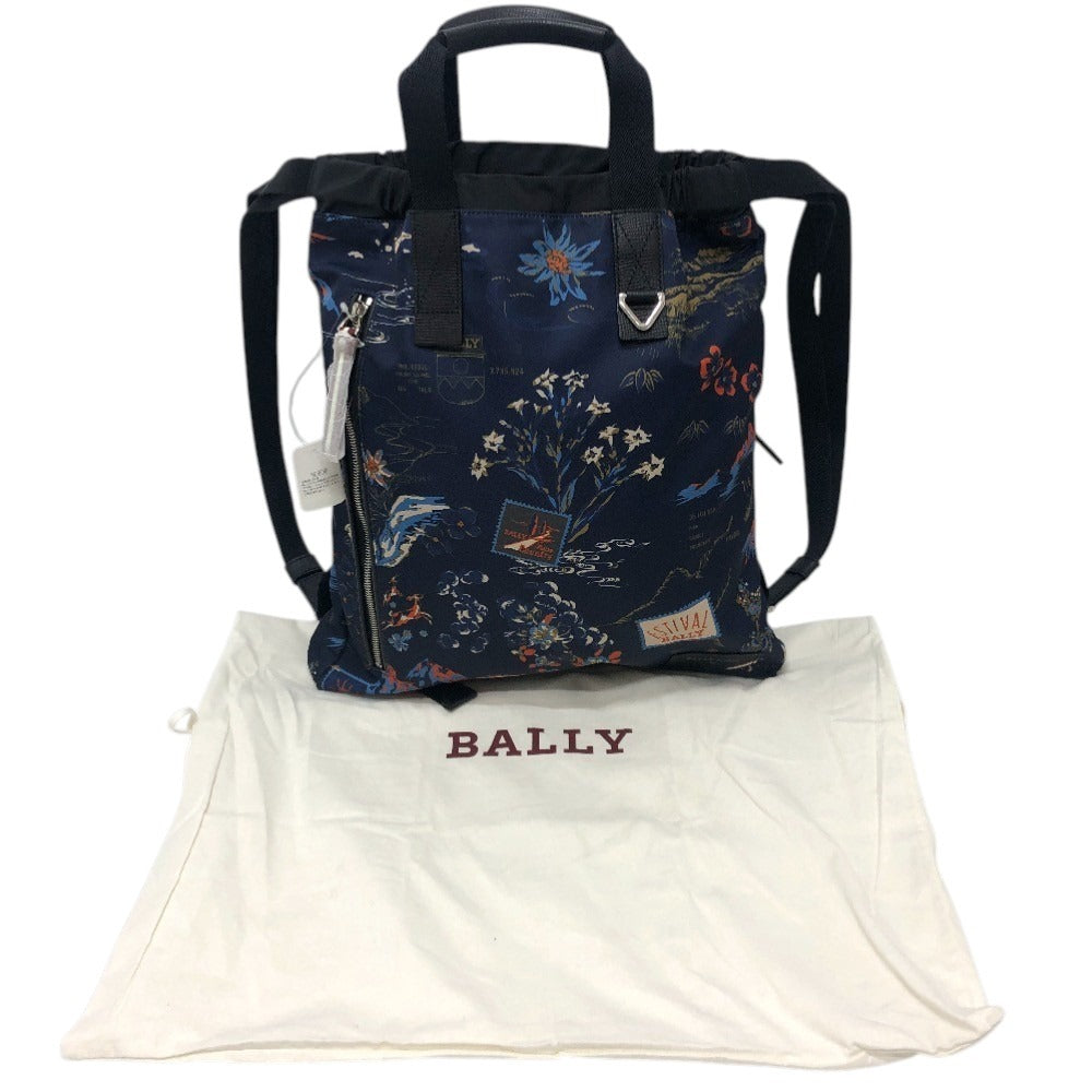 BALLY 6231718 nature 総柄 2WAY バックパック カバン バッグ リュックサック PVCコーティングワイヤー/ナイロンキャンバス ユニセックス ブルー