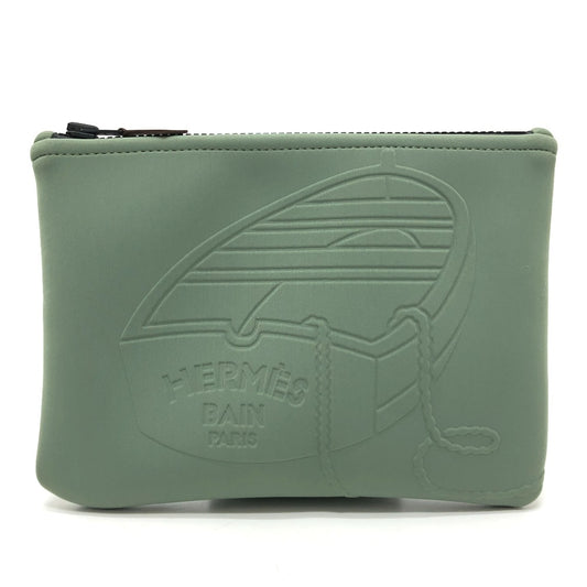 HERMES ネオバン タラサ PM タラサPM 小物 収納 小物入れ フラット ポーチ ナイロン レディース カーキ