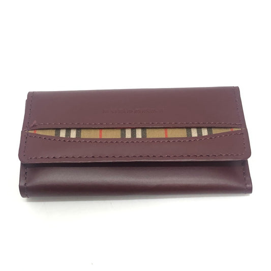 BURBERRY Check pattern nova check 3 sets of accessories Key Case Leather wine-red Used