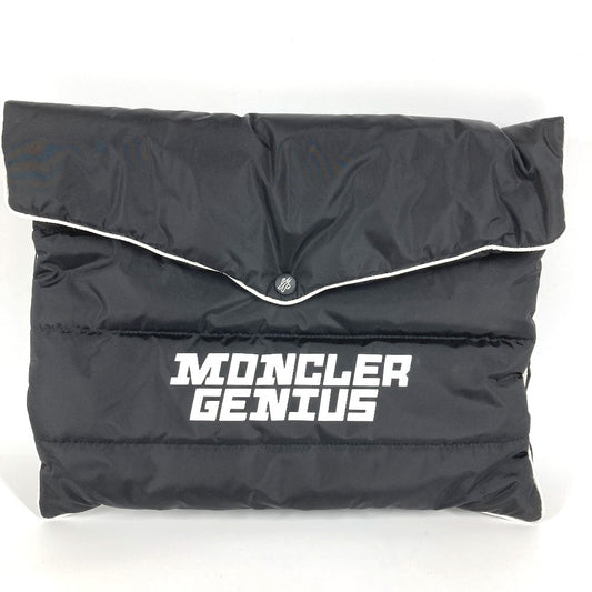 MONCLER GENIUS ロゴ フラップ セカンドバッグ バイカラー カバン クラッチバッグ ナイロン ユニセックス ブラック