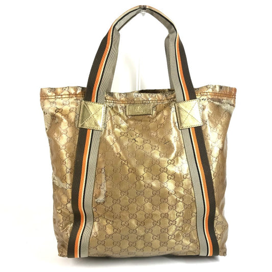 GUCCI 189669 GGクリスタル ロゴ ショルダーバッグ 肩掛け カバン トートバッグ コーティングキャンバス ユニセックス ゴールド