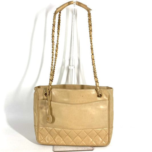 CHANEL ヴィンテージ マトラッセ キルティング CC ココマーク ロゴ Wチェーンバッグ カバン トートバッグ ショルダーバッグ レザー ユニセックス ベージュ