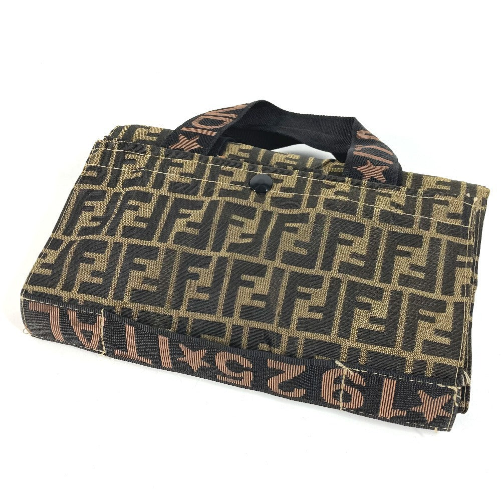 FENDI Vintage 2-wheeled vehicle Zucca Folding suitcase, carry case, bag Carry Bag Canvas khaki/Black Used