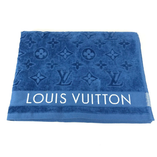 LOUIS VUITTON R94008 Monogram Not for sale Beach towel Bath towel Interior Throw Blanket towel cotton blue Used