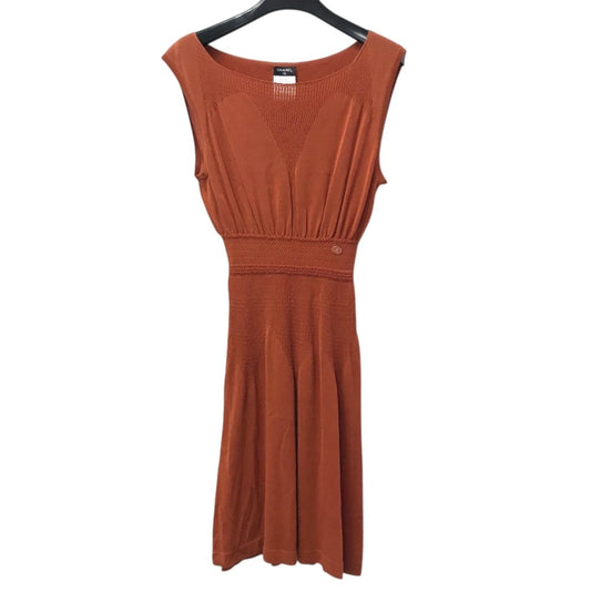 CHANEL P40715 CC Logo CC Mark Mesh apparel Dress cotton Orange Used