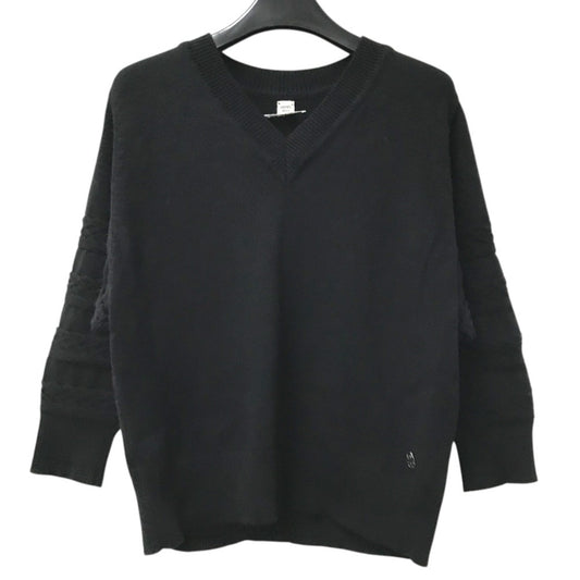 HERMES logo Apparel Long-sleeved tops Long-sleeved knit knit Cashmere Black Used
