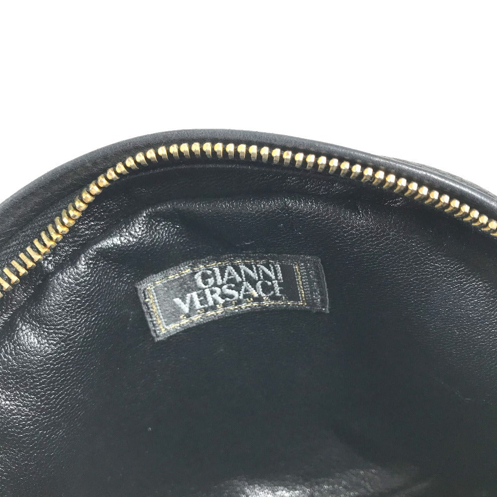 VERSACE vintage Logo Big Medusa Crossbody bag Pochette Shoulder Bag Leather Black/Gold Used