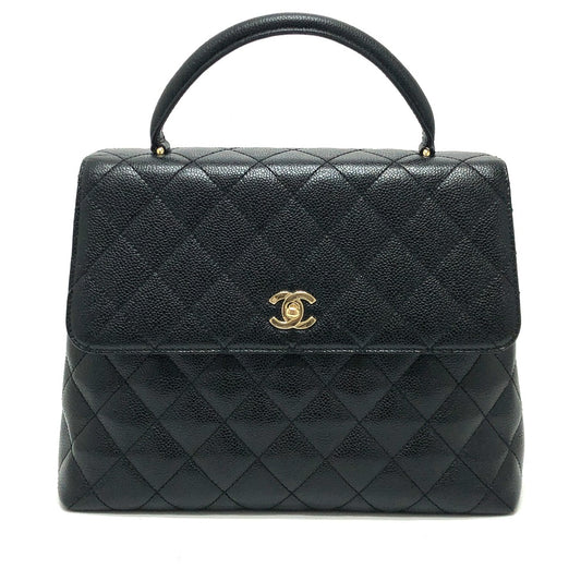 CHANEL Coco Mark CC Matelasse Quilted Tote Bag in Caviar Leather, Black