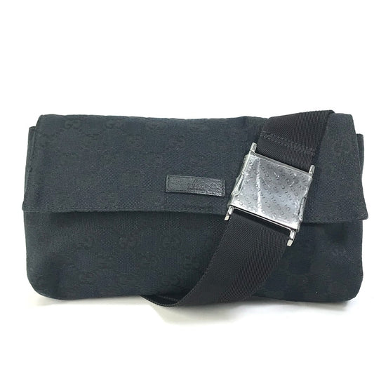 GUCCI 146304 GG Belt Bag, Body Bag, Waist Bag, GG Canvas, Men's, Black