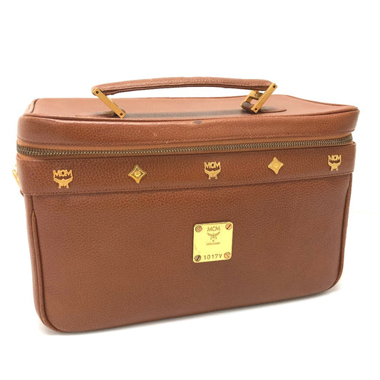 MCM Vanity Bag, Box Bag, 2-Way Shoulder/Handbag, Leather, Women's, Brown