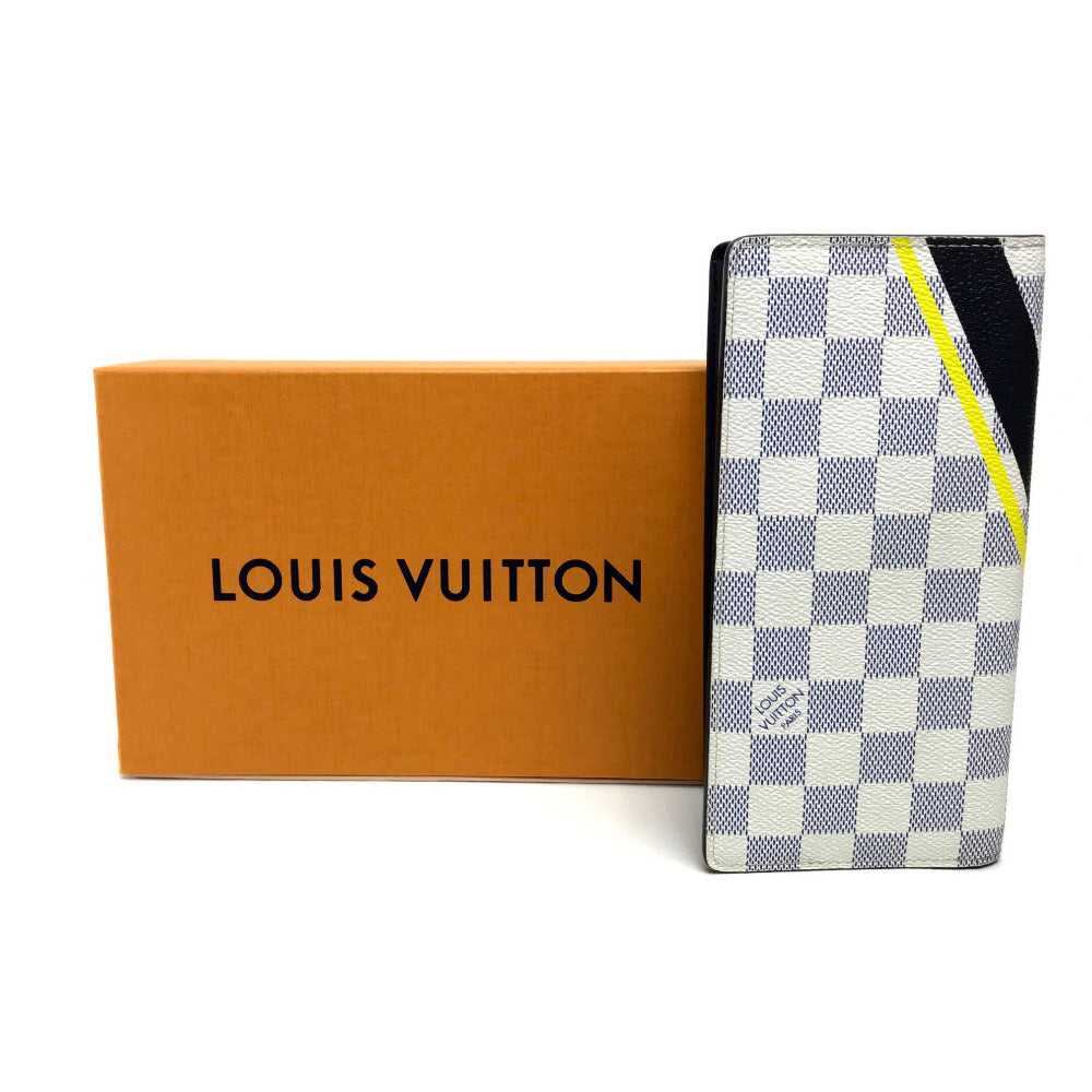 LOUIS VUITTON N64007 Damier Coastline America's Cup Portefeuille Brazza Long Wallet in Damier Azur Canvas, Unisex, Azur