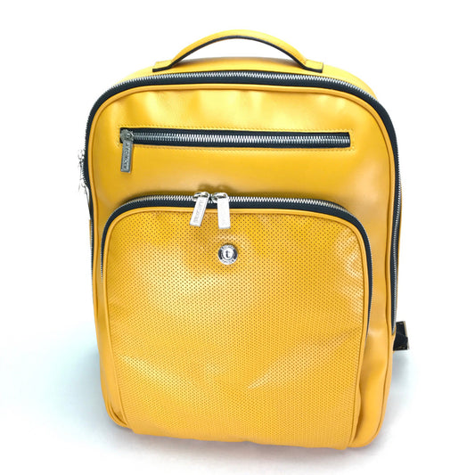 a.testoni backpack, leather, men's, yellow