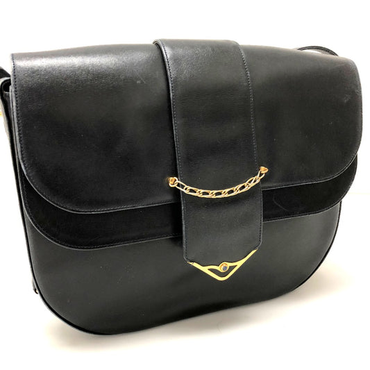 CARTIER Sapphire Line Flap Crossbody Shoulder Bag in Dark Navy Leather