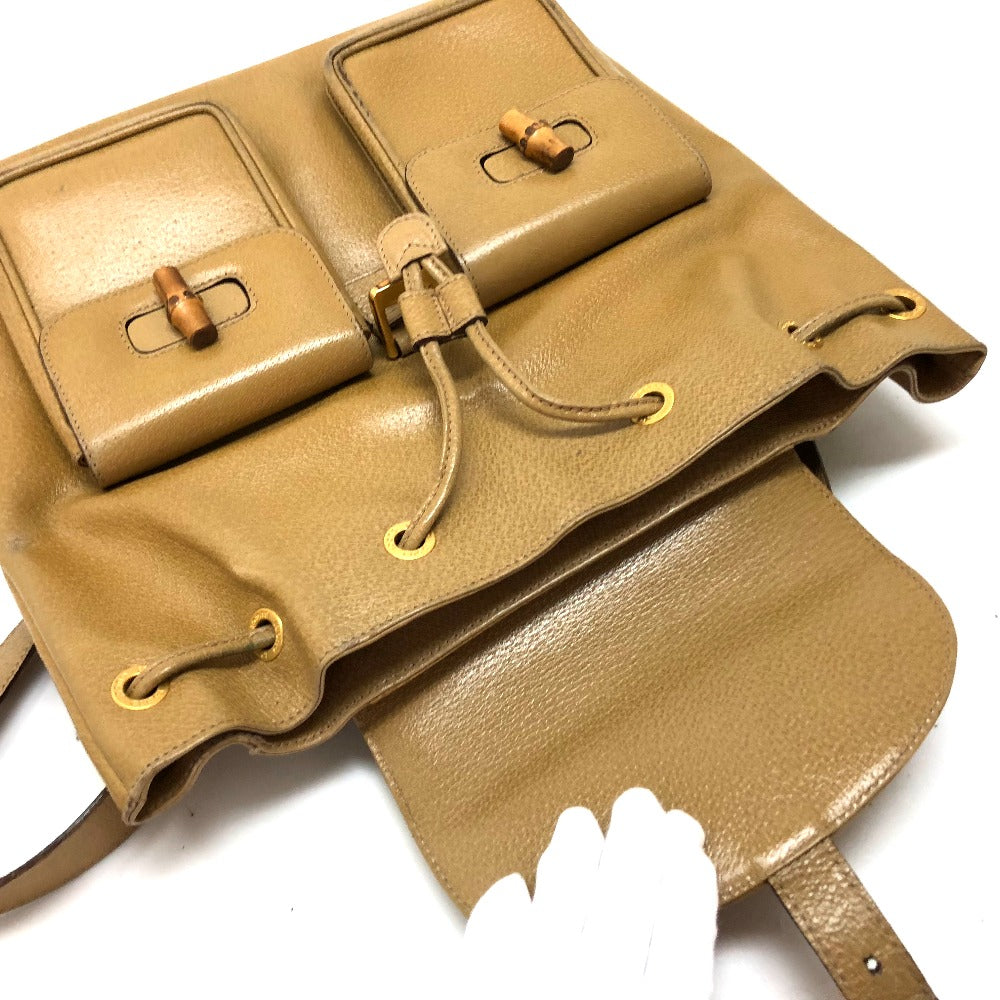 GUCCI Bamboo Backpack, Leather, Women's, Beige