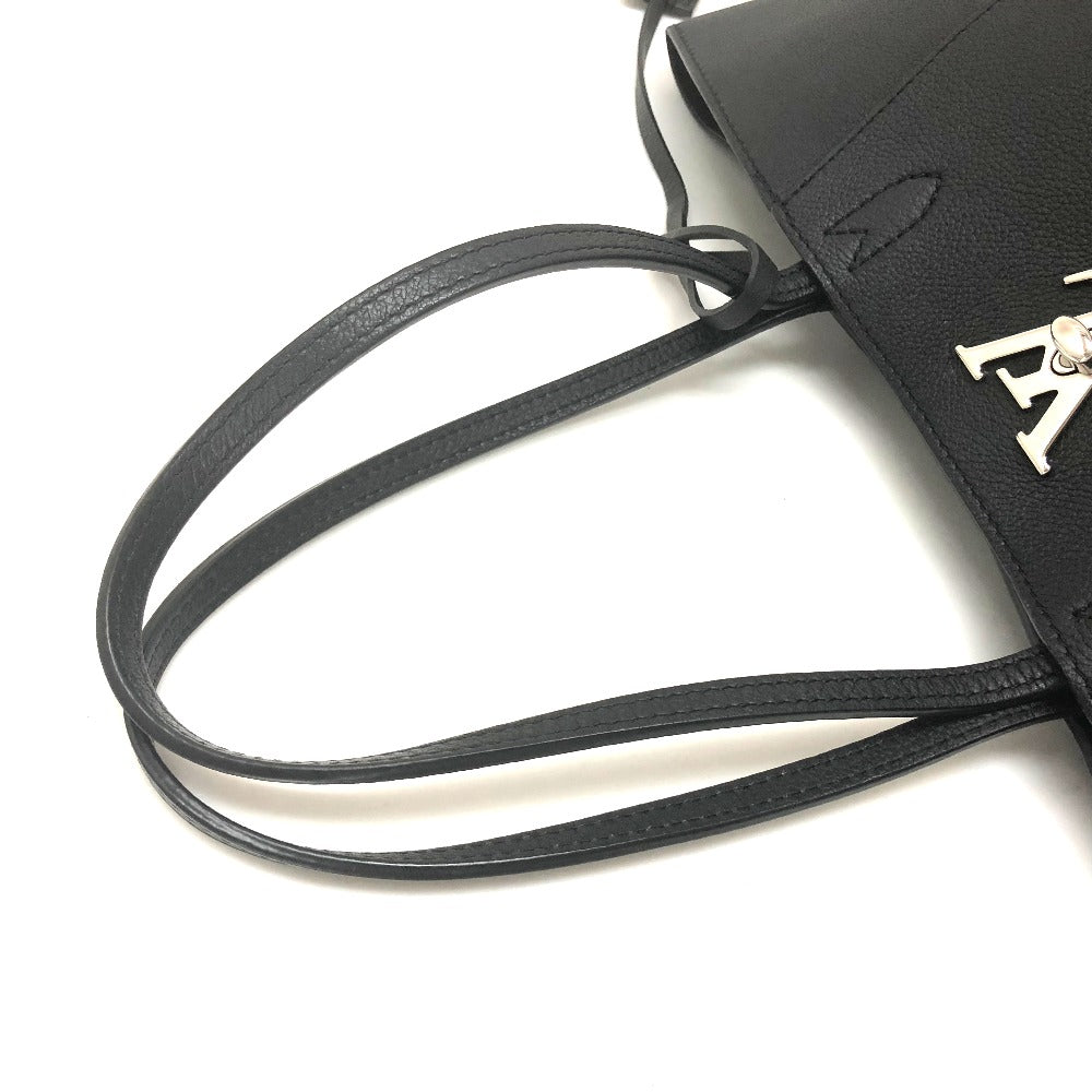 LOUIS VUITTON M42291 Lockme Hippopotamus Logo Shoulder Bag Leather Women's Noir Noir
