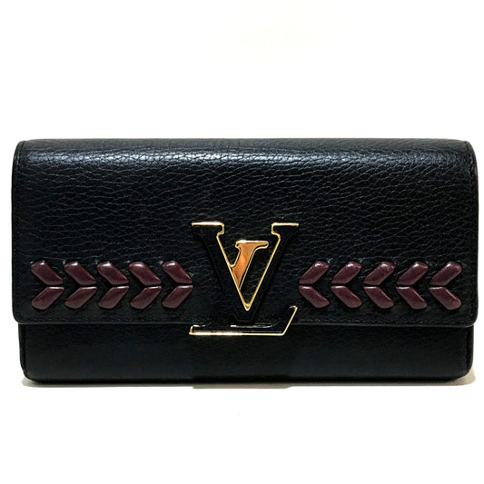 LOUIS VUITTON M62076 Taurillon Capucines Portefeuille Long Wallet, Bi-fold Wallet, Taurillon Leather, Women's, Noir, Black