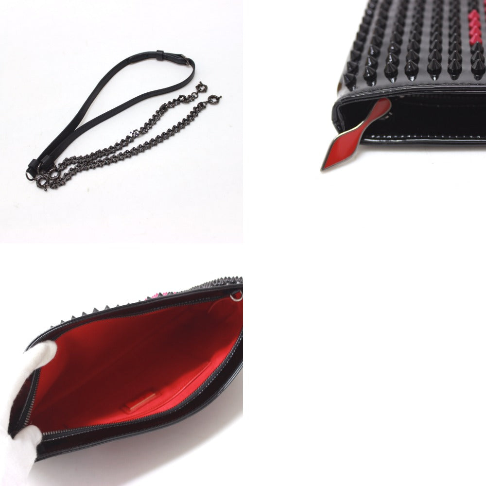 Christian Louboutin 2WAYショルダーバッグ スパイク スタッズ ルビポッシュ クラッチ バレンタイン パテントレザー レディース クラッチバッグ - brandshop-reference