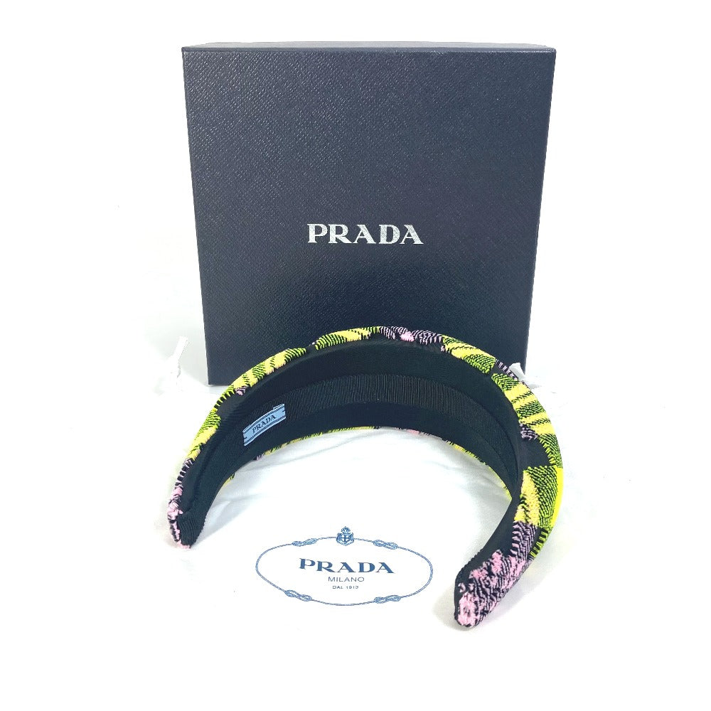 PRADA パイル トライアングルロゴ 三角ロゴ プレート ヘアアクセサリー ヘアバンド ヘッドバンド カチューシャ ナイロン レディース - brandshop-reference