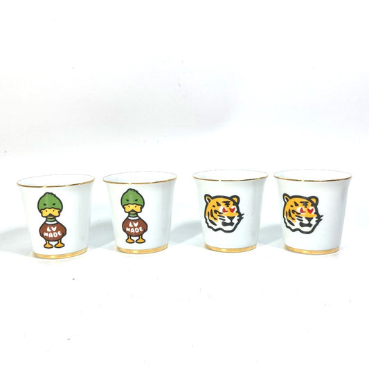 LOUIS VUITTON GI0730 LV スクエアード NIGOコラボ セット4 ゴブレ カップ グラス 食器 インテリア コップ 4つセット グラス 陶器 メンズ - brandshop-reference