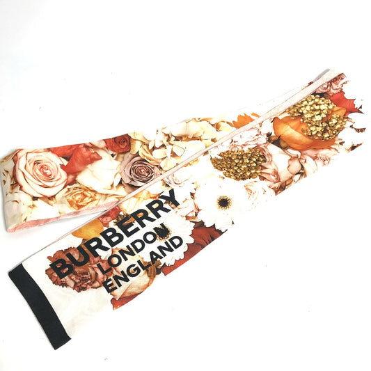 BURBERRY 8021938 Floral Print Silk Skinny Scarf バンドースカーフ スカーフ シルク レディース - brandshop-reference
