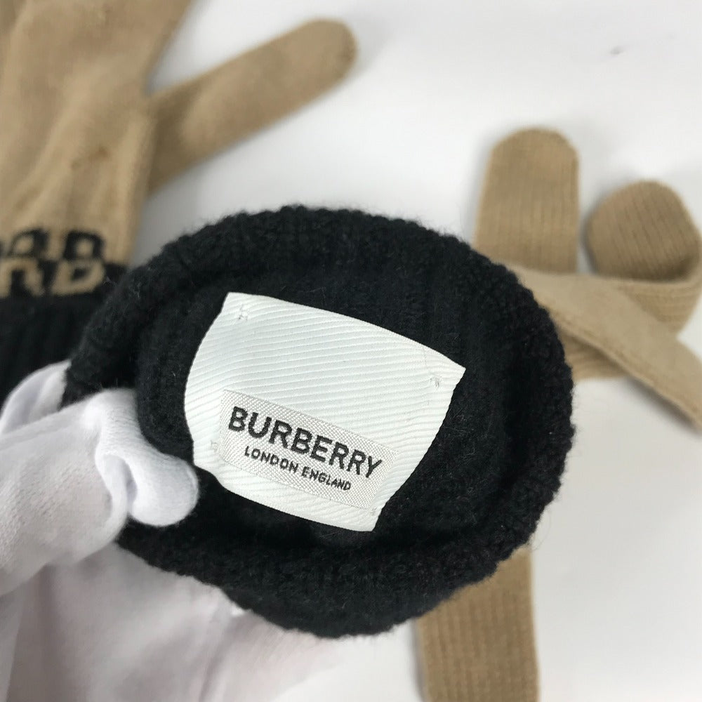BURBERRY バイカラー ロゴ グローブ 手袋 ウール レディース - brandshop-reference