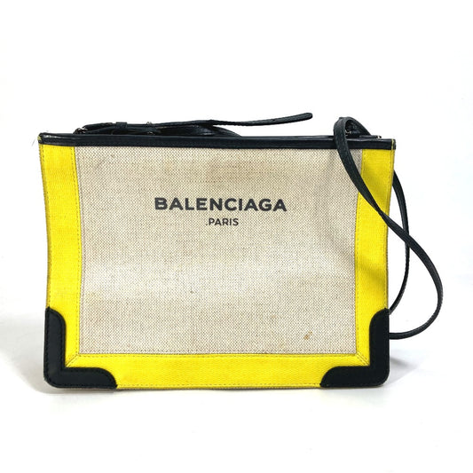BALENCIAGA 339937 ネイビー ポシェット 斜め掛け クラッチバッグ ポーチ ショルダーバッグ レザー/コーティングキャンバス レディース - brandshop-reference