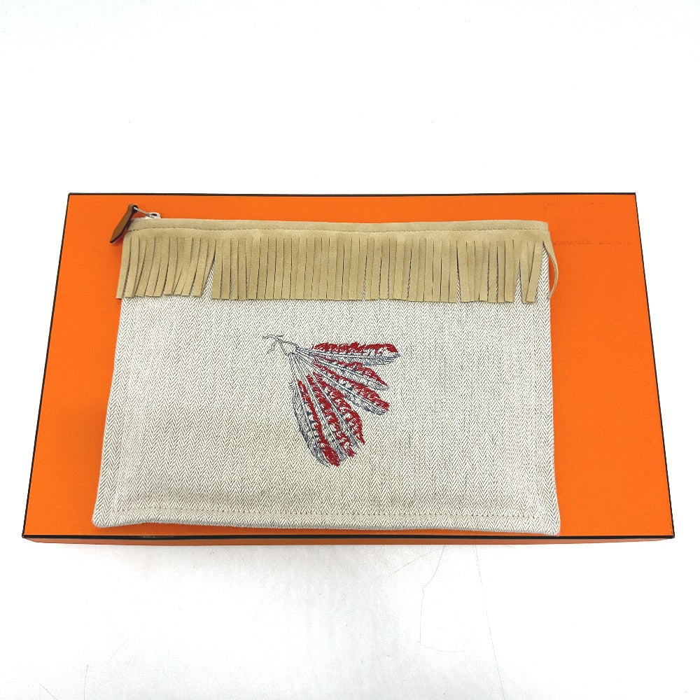 HERMES メイクポーチ 化粧ポーチ トゥルース フラット ティピ フリンジ クラッチバッグ ポーチ キャンバス レディース - brandshop-reference