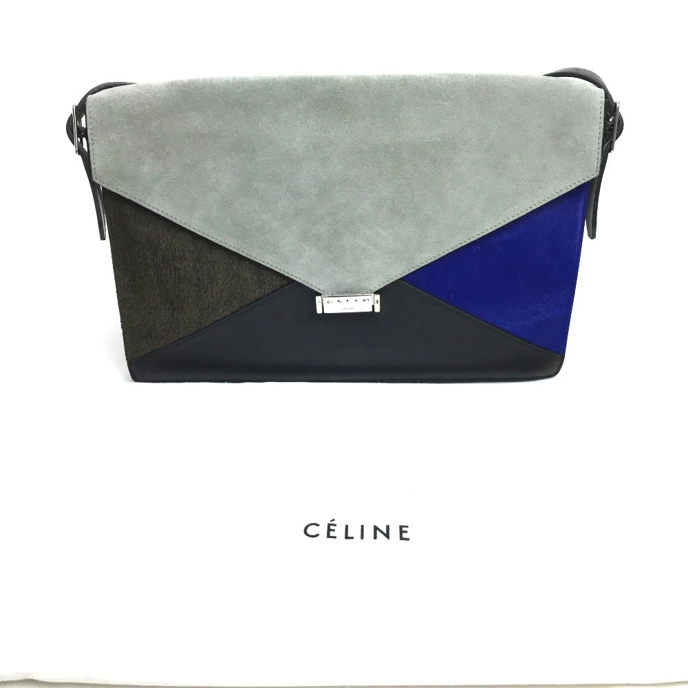CELINE ショルダーバッグクラッチバッグ ダイヤモンド ロゴ金具 スエード×レザー レディース クラッチバッグ - brandshop-reference