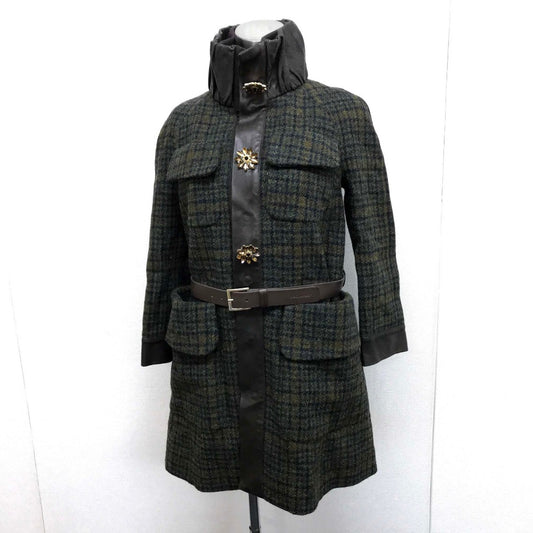 DSQUARED2 ベルト付きコート チェック柄 ビジューフラワー ロングコート - brandshop-reference