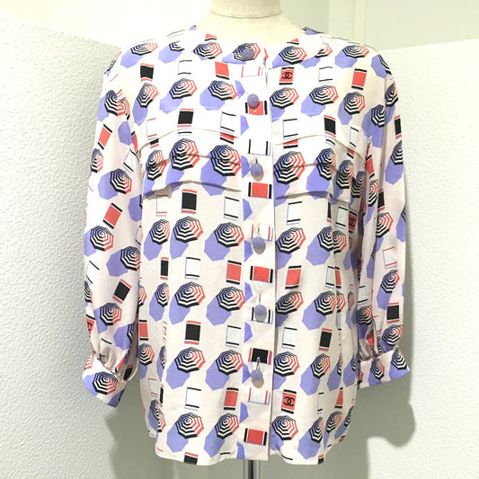 CHANEL P61308 CCココマーク 19S パラソルモチーフ アパレル トップス ブラウス 長袖シャツ シルク レディース - brandshop-reference