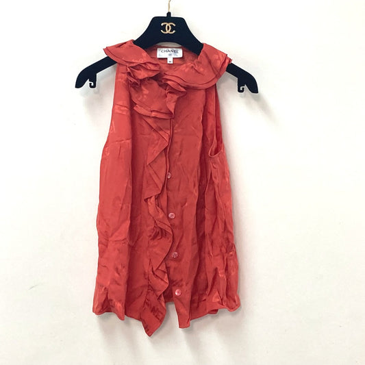 CHANEL P72306 ロゴ 総柄 フリル ノースリーブ 22P カットソー シルク レディース - brandshop-reference