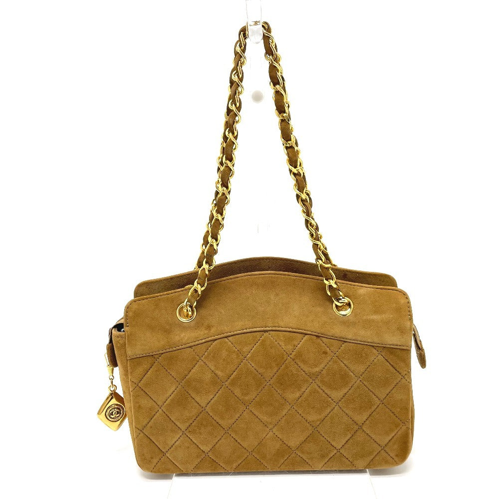 Chanel Matrasse Coco Charm W Chain Pouch Bag Handbag Suede Ladies