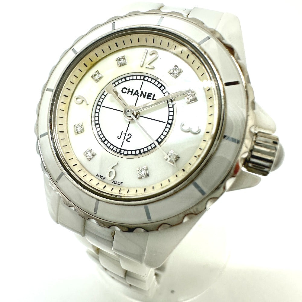 CHANEL H2570 J12 8P ダイヤ クォーツ 腕時計 セラミック レディース