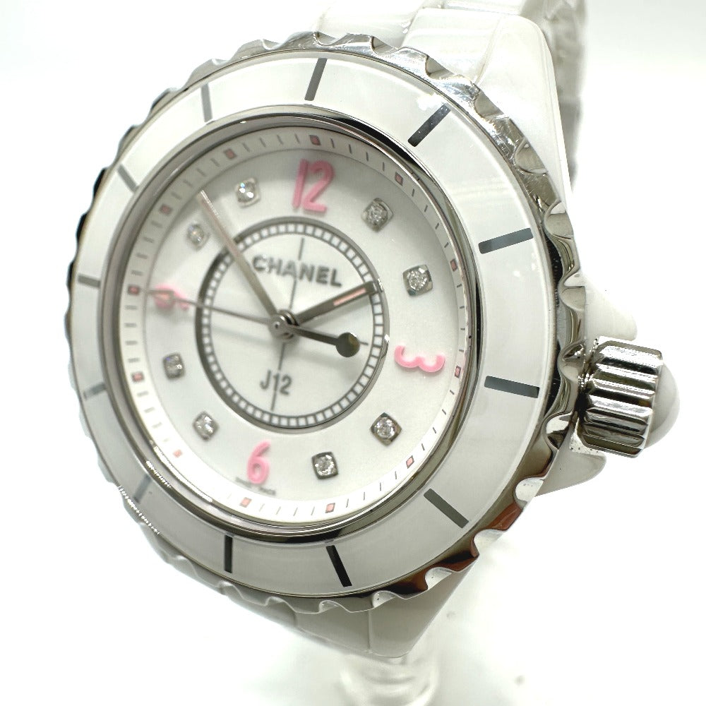 CHANEL Ｈ4863 J12 ピンクライト 1200本限定 クォーツ 腕時計 ホワイト ...