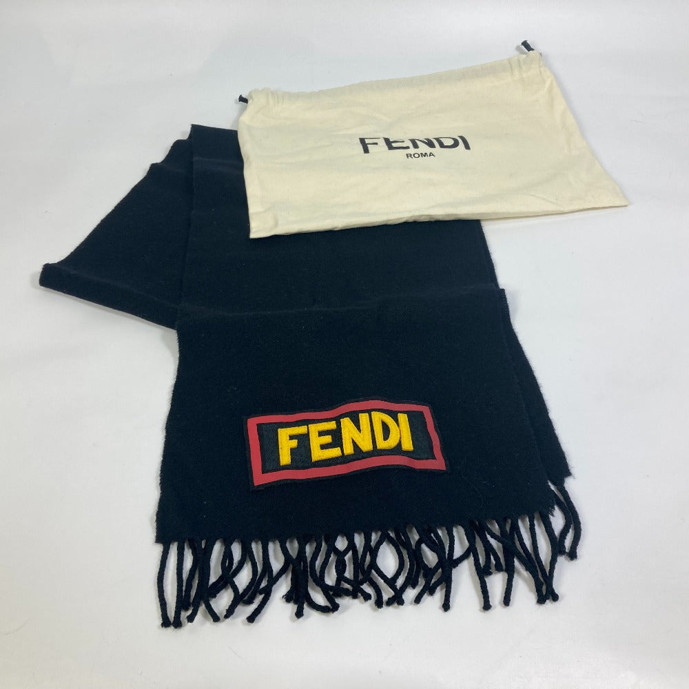 FENDI FXS124 アパレル スカーフ ロゴ ワッペン マフラー ウール メンズ - brandshop-reference