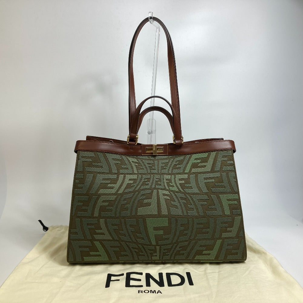 FENDI 8BH374 FF総柄 ピーカブー エックストート 2WAY ショルダーバッグ トートバッグ コットン レディース - brandshop-reference