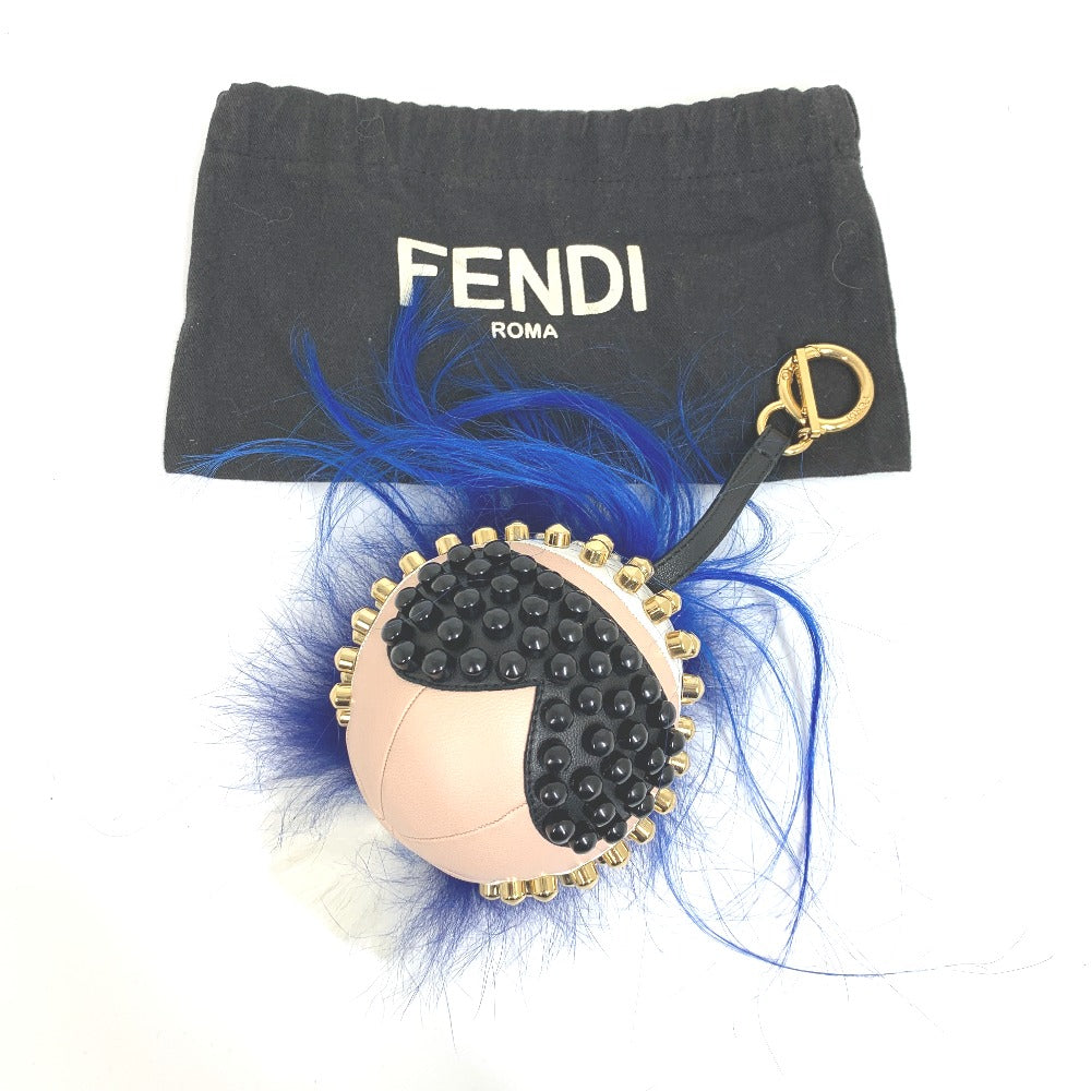 FENDI 7AR492 カールラガーフェルド スタッズ パンキート キーホルダー バッグチャーム レザー メンズ - brandshop-reference