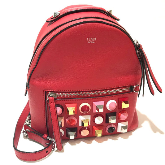 FENDI 8BZ038 リュックサック ミニ バックパック バレンタイン限定色 スタッズ レザー レディース リュック・デイパック - brandshop-reference